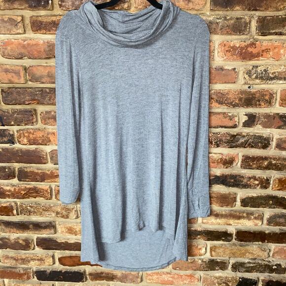 Cuddl Duds Softwear w Stretch Gray Knit Turtleneck High Low Tunic Top Medium - Picture 1 of 5